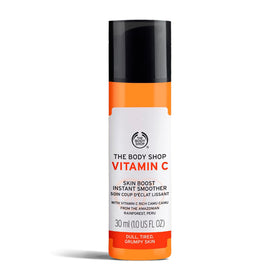 The Body Shop front bottle showing clean packaging and vitamin C benefits