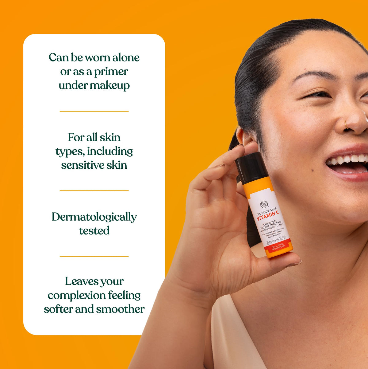 The Body Shop bottle next to ruler showing 30ml travel-friendly size