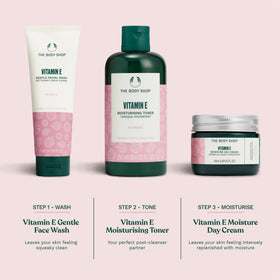 The Body Shop cream on a bathroom shelf in a morning routine setting