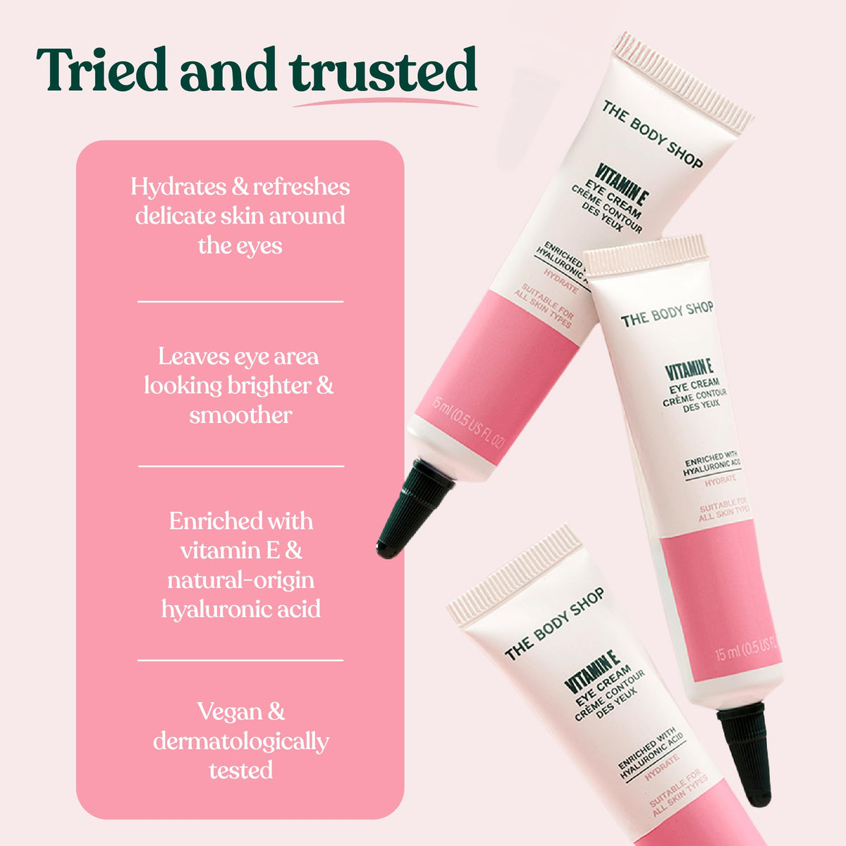 The Body Shop close-up label showing key ingredients and transparent formulation benefit