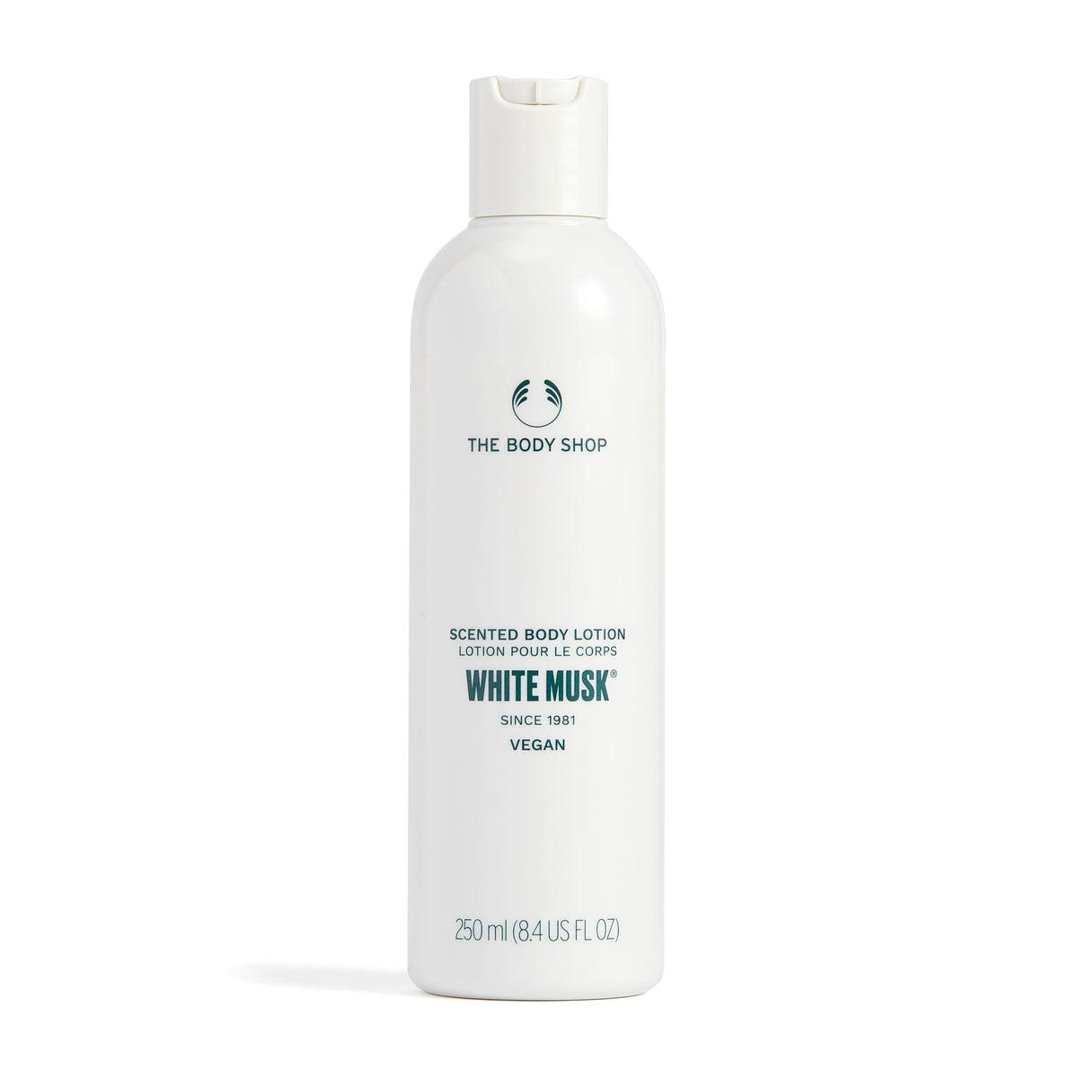 The Body Shop front packaging showing 250ml bottle and product benefits