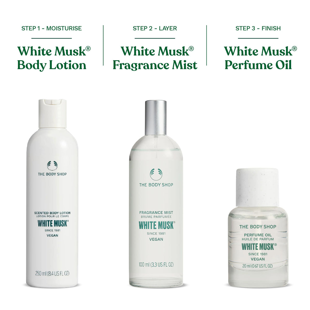 The Body Shop bottle displayed on a bathroom vanity for everyday routine