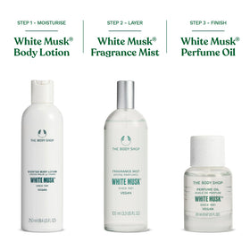 The Body Shop bottle displayed on a bathroom vanity for everyday routine