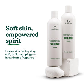 The Body Shop close-up of lotion texture highlighting quick absorption