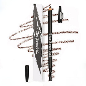The BrowGal pencil front packaging showing shade 02 Espresso and compact design benefit