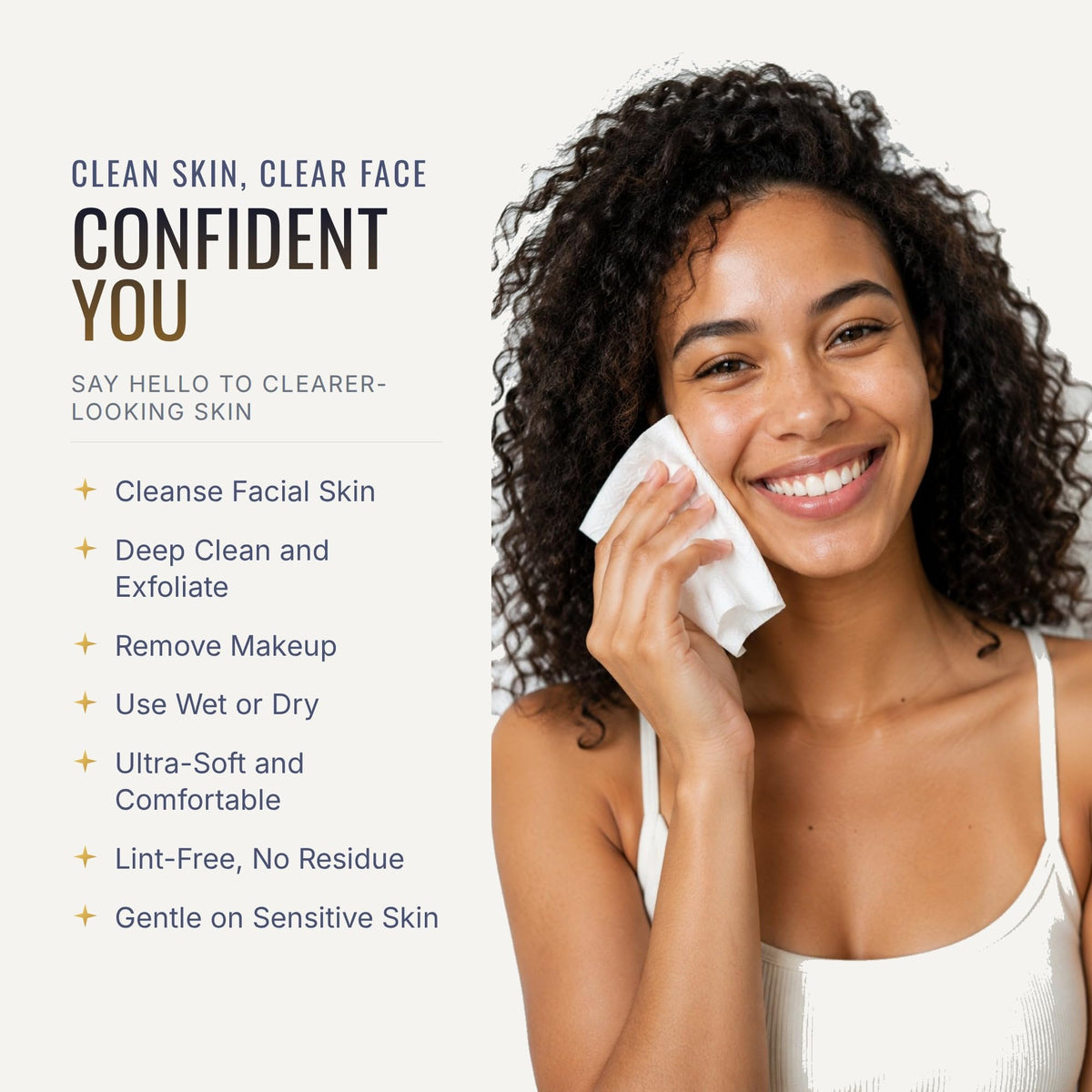The Clyn Co. close-up of L-grain textured side, shows makeup-lifting effectiveness