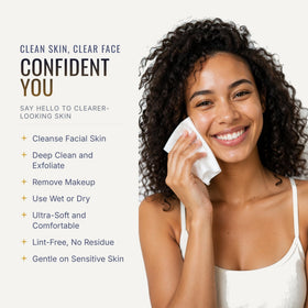 The Clyn Co. close-up of L-grain textured side, shows makeup-lifting effectiveness