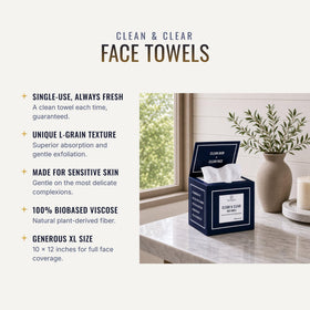 The Clyn Co. unboxed stack of XL 10×12 towels, highlights single-use convenience and size