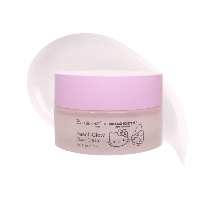 The Crème Shop front packaging shows Hello Kitty collaboration and peach-themed design for shelf appeal