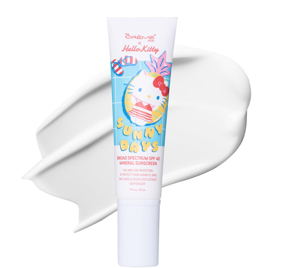 The Crème Shop front packaging showing SPF 40 and Hello Kitty, convenient protection