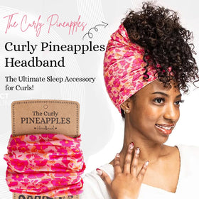 The Curly Pineapples headband in bed holding pineapple style all night