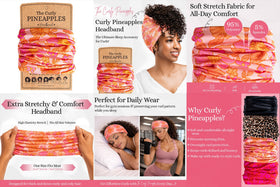 The Curly Pineapples band on a bedside pillow set for sleep protection of curls