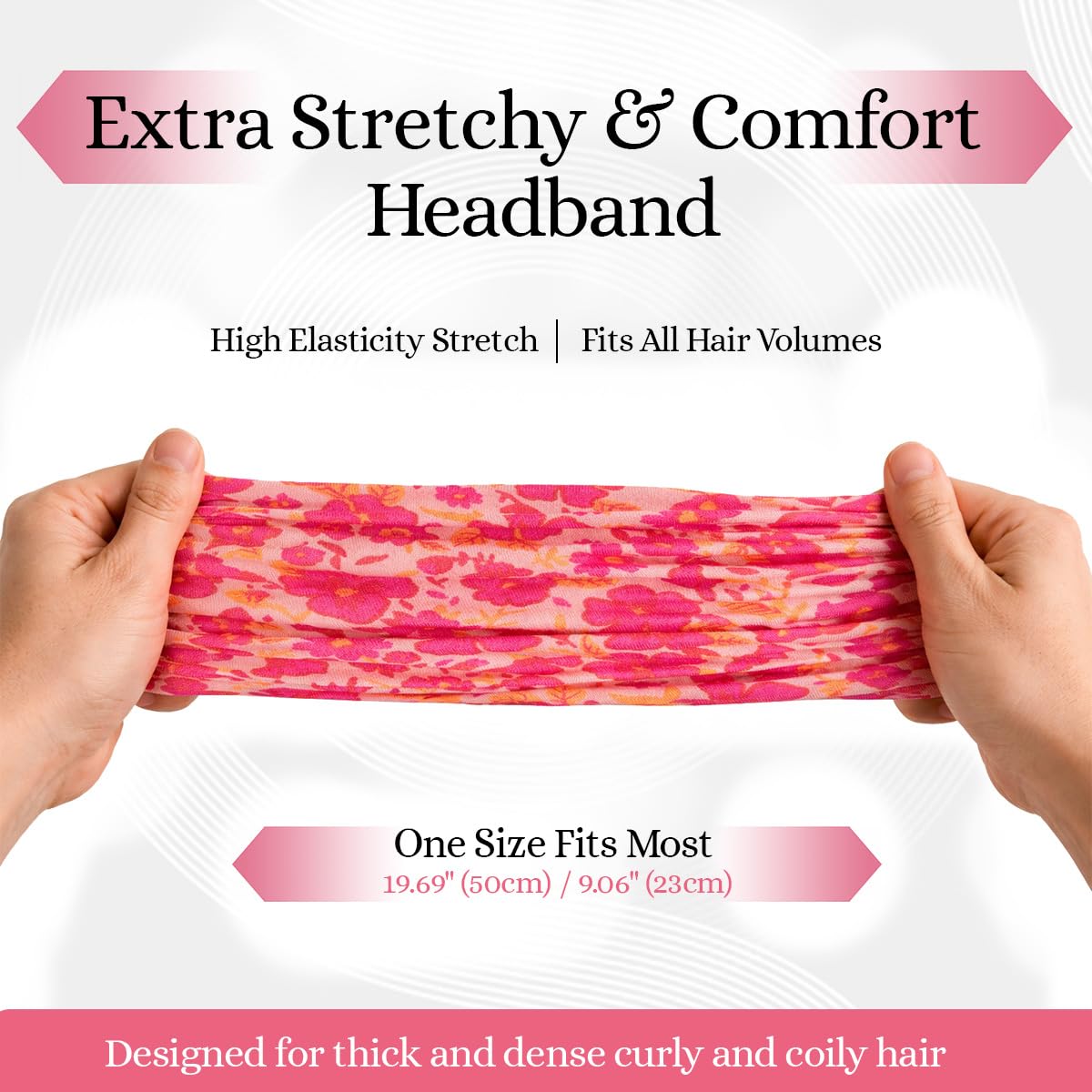 The Curly Pineapples headband beside ruler showing adult-size coverage