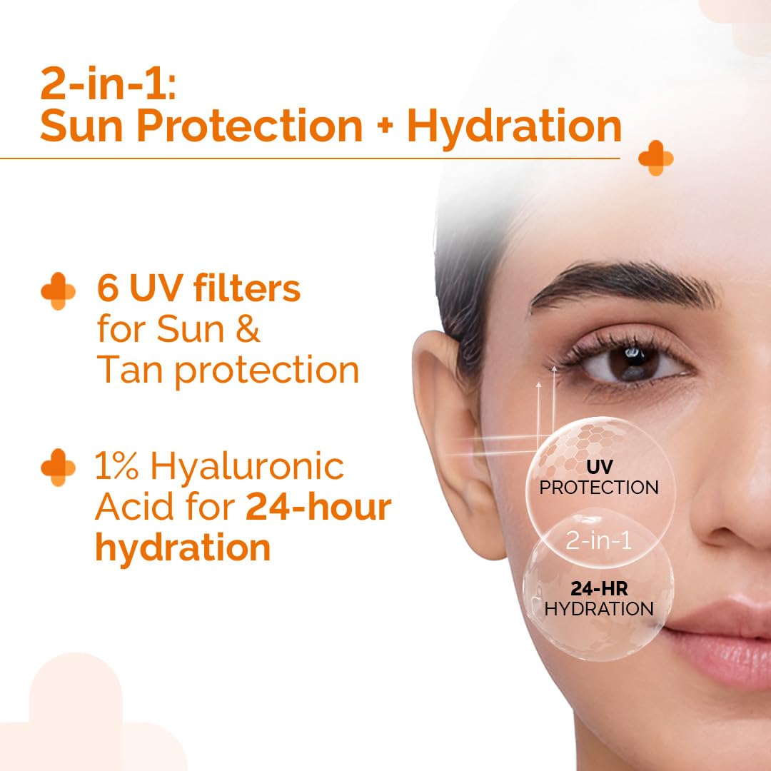 The Derma Co sunscreen being applied to skin for quick absorption and matte finish