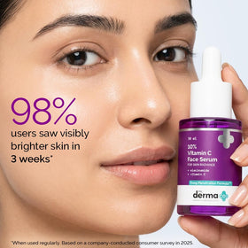 The Derma Co label ingredients close-up highlighting vitamin C and niacinamide benefit