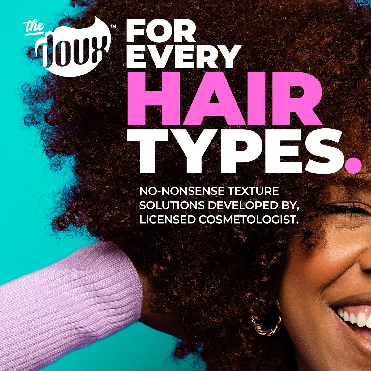 The Doux styled curls in lifestyle setting for shine