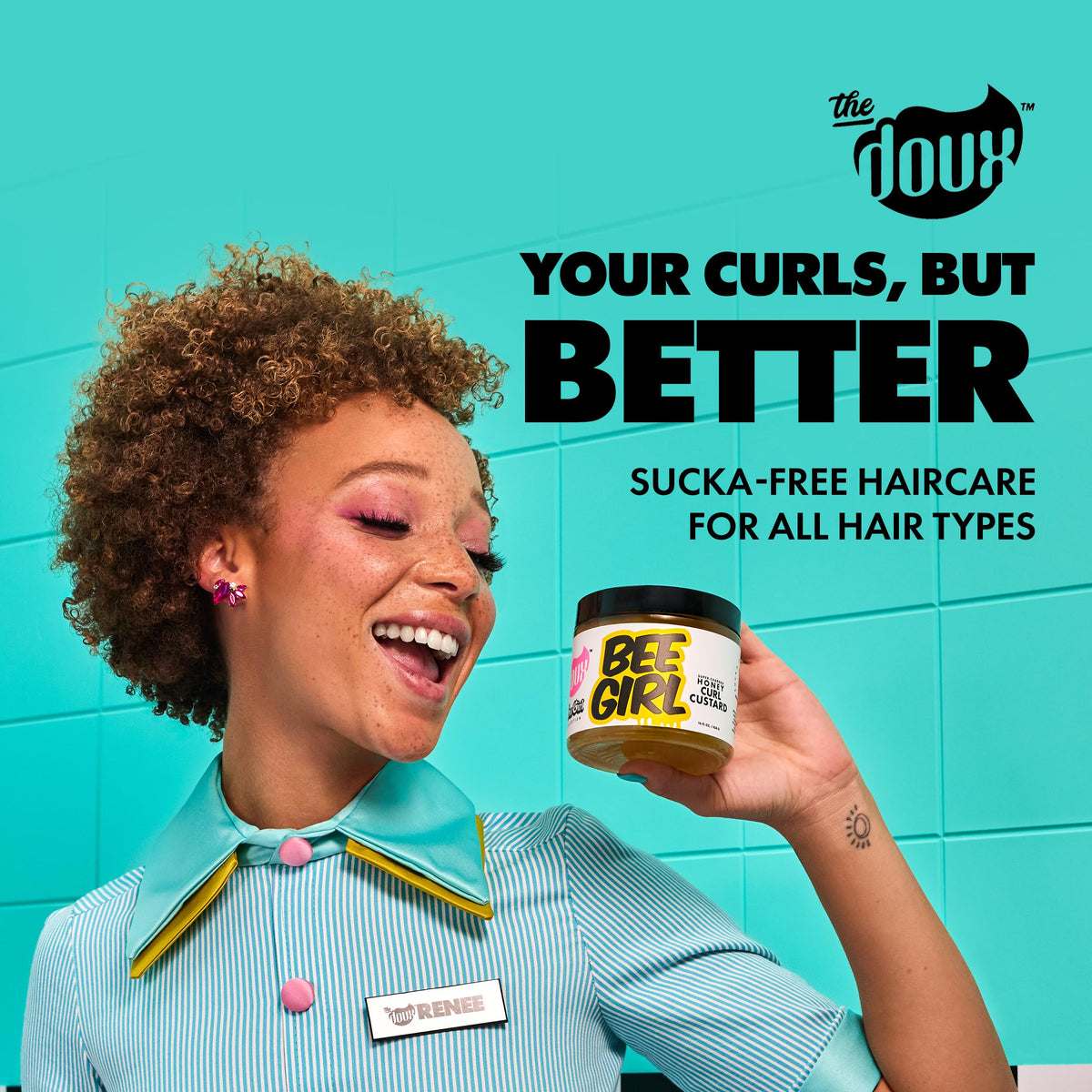 The Doux applied to wet curls demonstrating even distribution and moisture retention