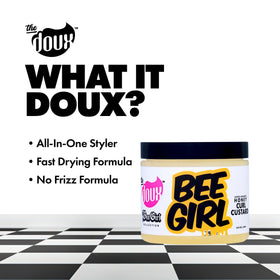 The Doux being diffused on curls showing defined, frizz-reduced drying result