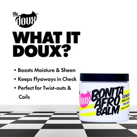 The Doux BONITA before and after curls showing reduced frizz benefit