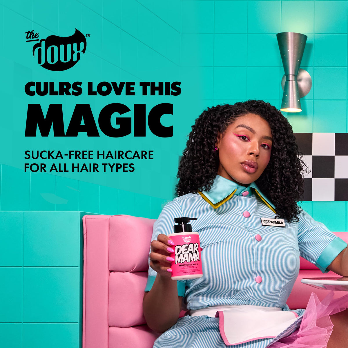 The Doux DEAR MAMA applied on curls showing enhanced definition