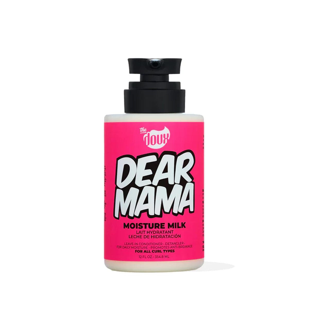 The Doux DEAR MAMA front bottle showing label and benefits