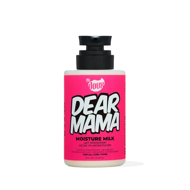 The Doux DEAR MAMA front bottle showing label and benefits