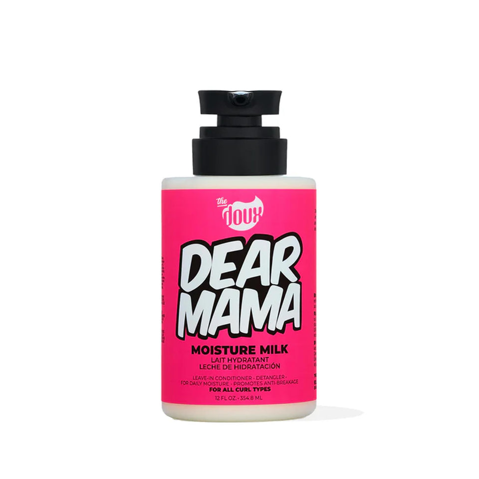 The Doux DEAR MAMA front bottle showing label and benefits