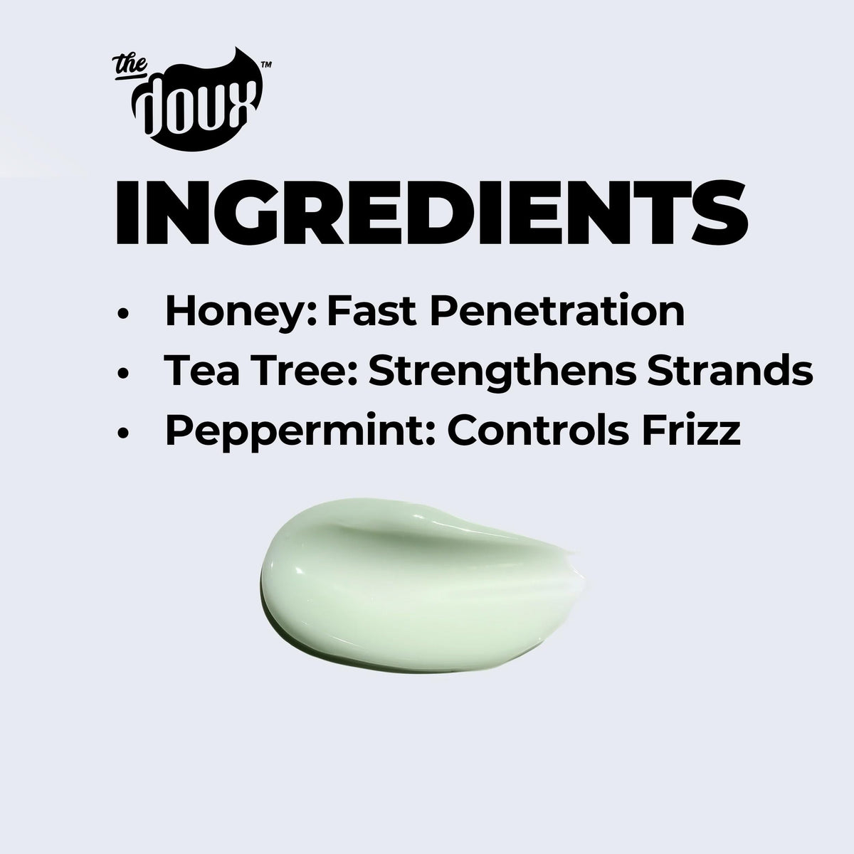 Close-up of The Doux label details emphasizing ingredient information