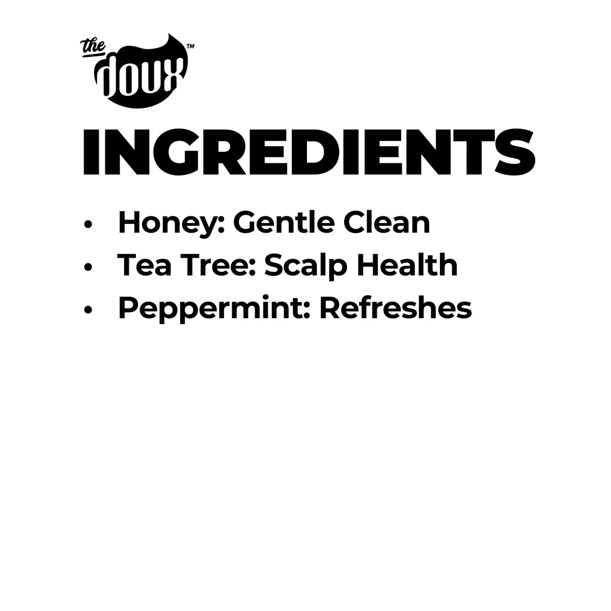The Doux shampoo in shower being applied to wet hair for gentle cleansing