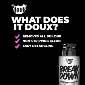 The Doux bottle held in hand showing real size for travel and use