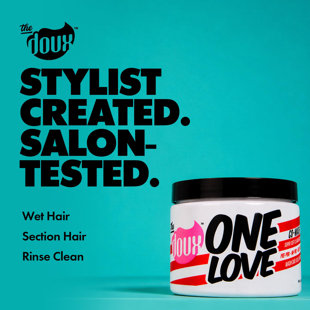 The Doux co-wash creamy texture close-up demonstrating smooth slip