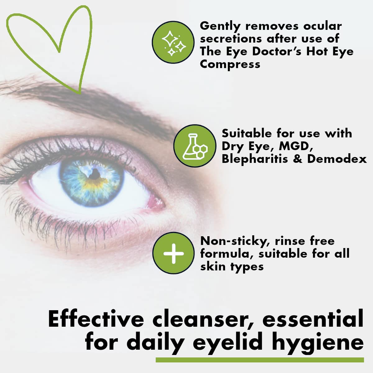The Eye Doctor applied to a cotton pad demonstrating easy, no-rinse use