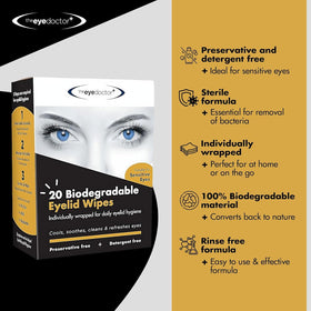 The Eye Doctor single opened wipe highlighting hygienic individual use and convenience