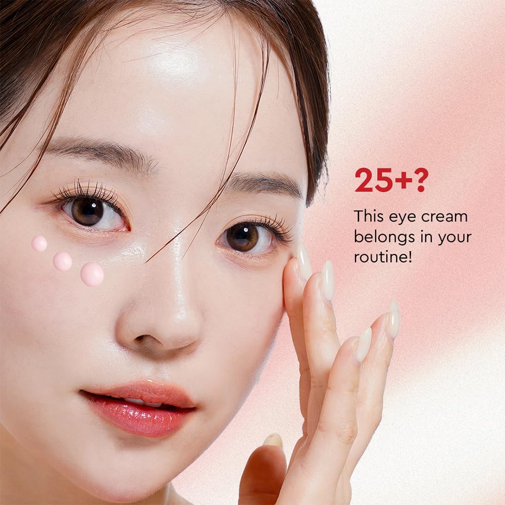 The Face Shop applying cream under eye to hydrate and firm skin