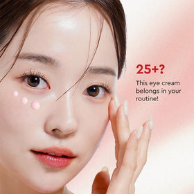 The Face Shop applying cream under eye to hydrate and firm skin
