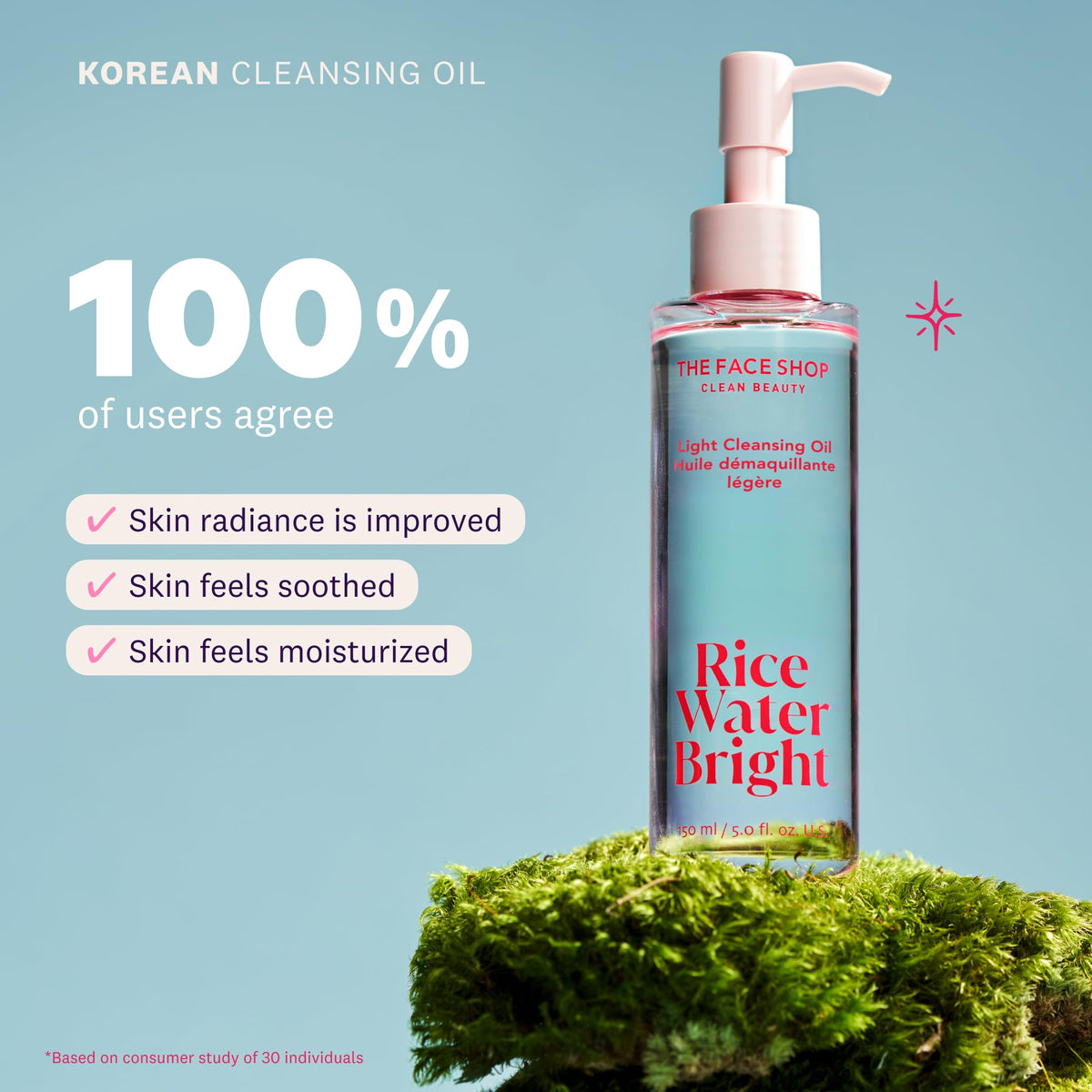 The Face Shop foaming cleanser label detail highlighting rice extract and ceramide ingredients