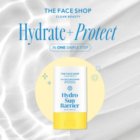 The Face Shop Hydro Sun Barrier close skin finish illustrating hydrated, non-greasy look