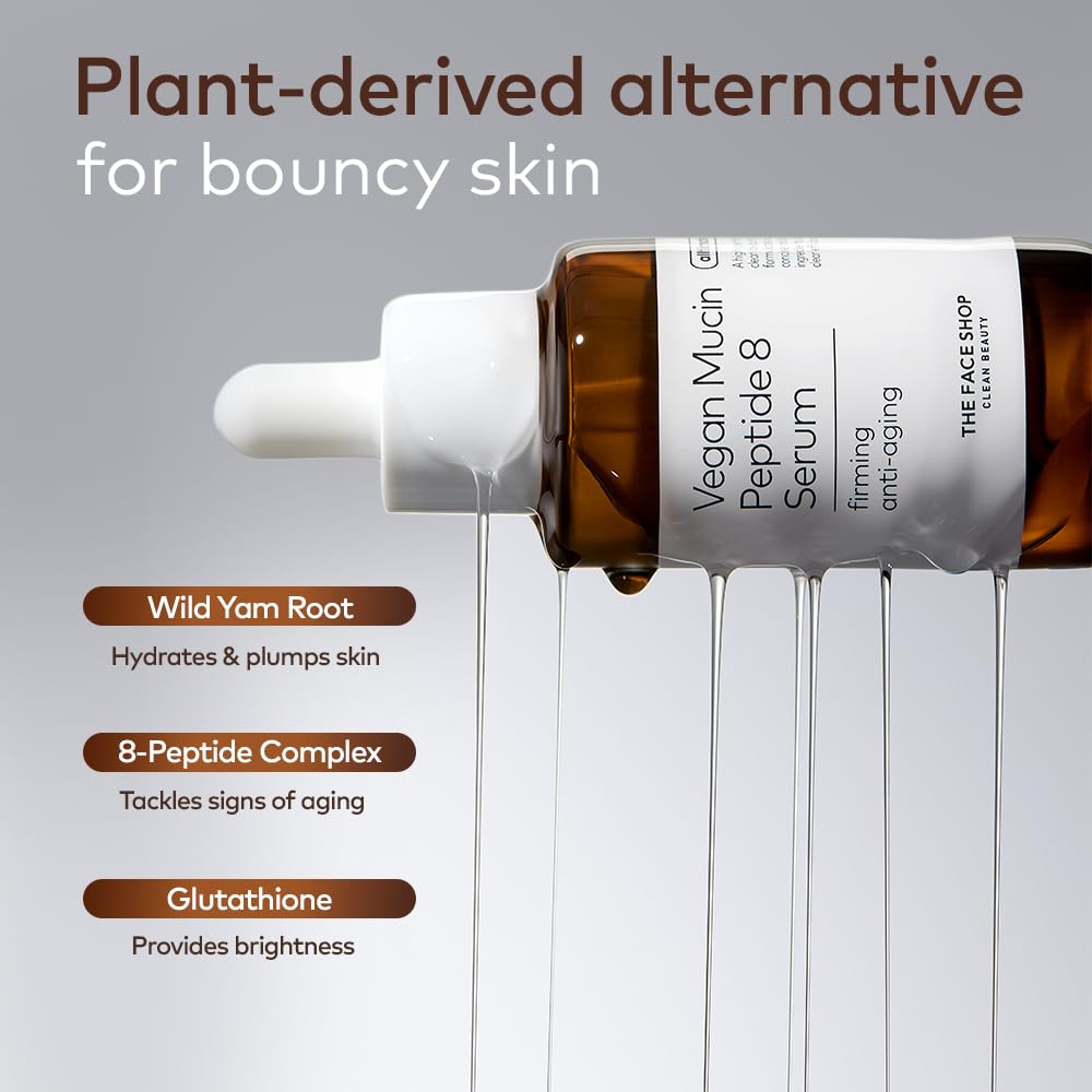 The Face Shop ingredient label detail showcasing peptide-rich formula benefits