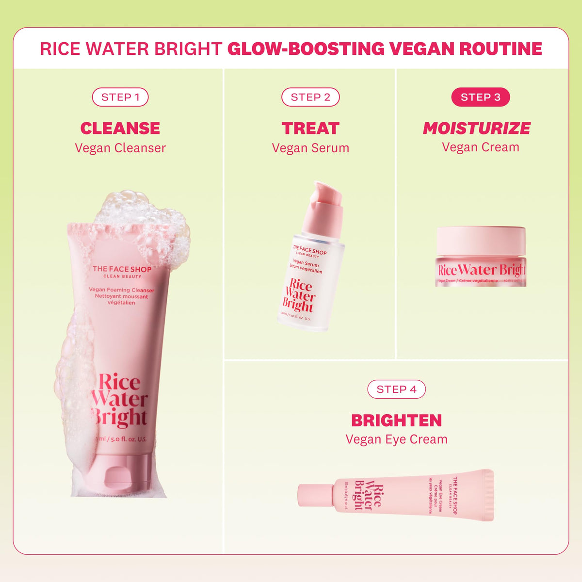 Clear shot of The Face Shop label and ingredients emphasizing vegan, dermatologist-tested formula