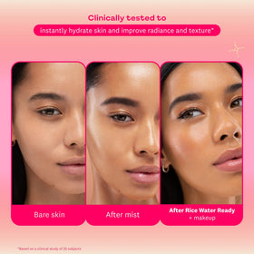 The Face Shop mist spraying on face demonstrating instant refresh