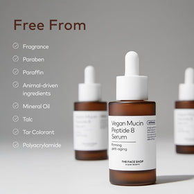 The Face Shop peptide graphic illustrating multi-peptide firmness support benefit