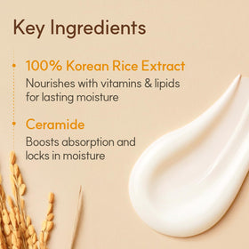 Close shot of The Face Shop ingredient label highlighting rice and ceramide content for transparency