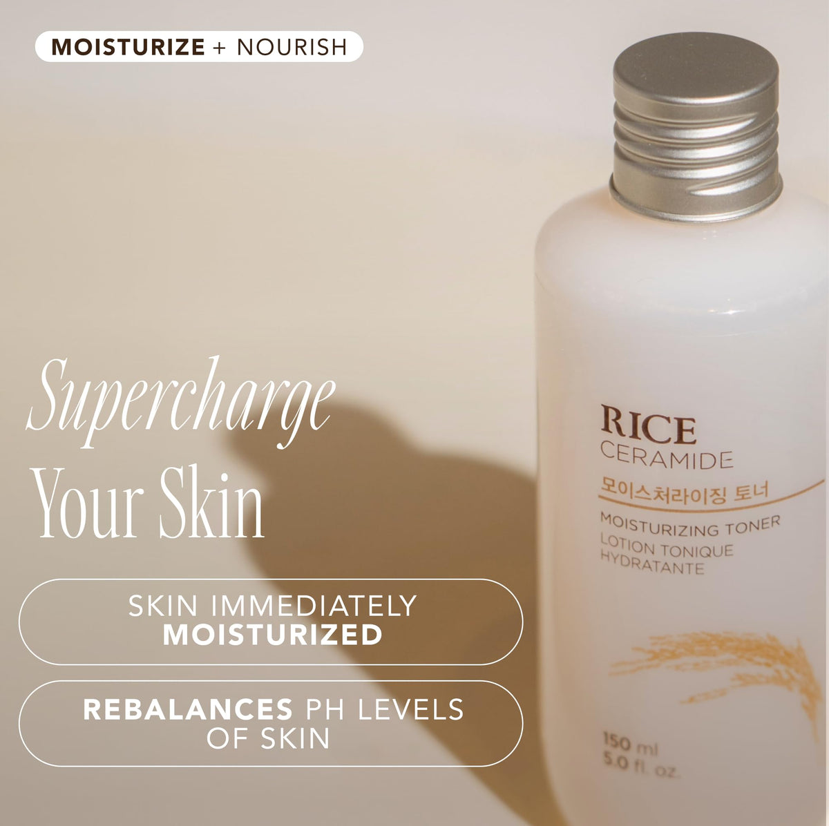 THE FACE SHOP bottle in hand to show 5.0 fl. oz. scale and easy handling