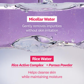 The Face Shop bottle shaken to show the dual rice and micellar layers for effective cleansing