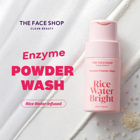 The Face Shop open jar showing fine powder texture for gentle exfoliation