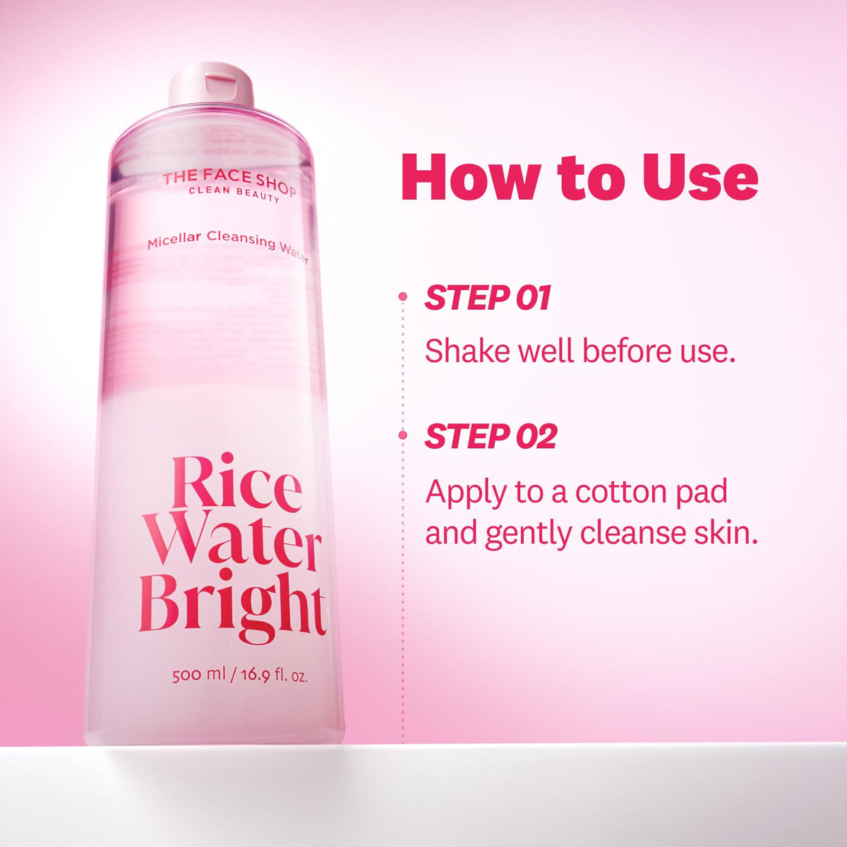 The Face Shop bottle held in hand to show 16.9 fl oz scale for size reference