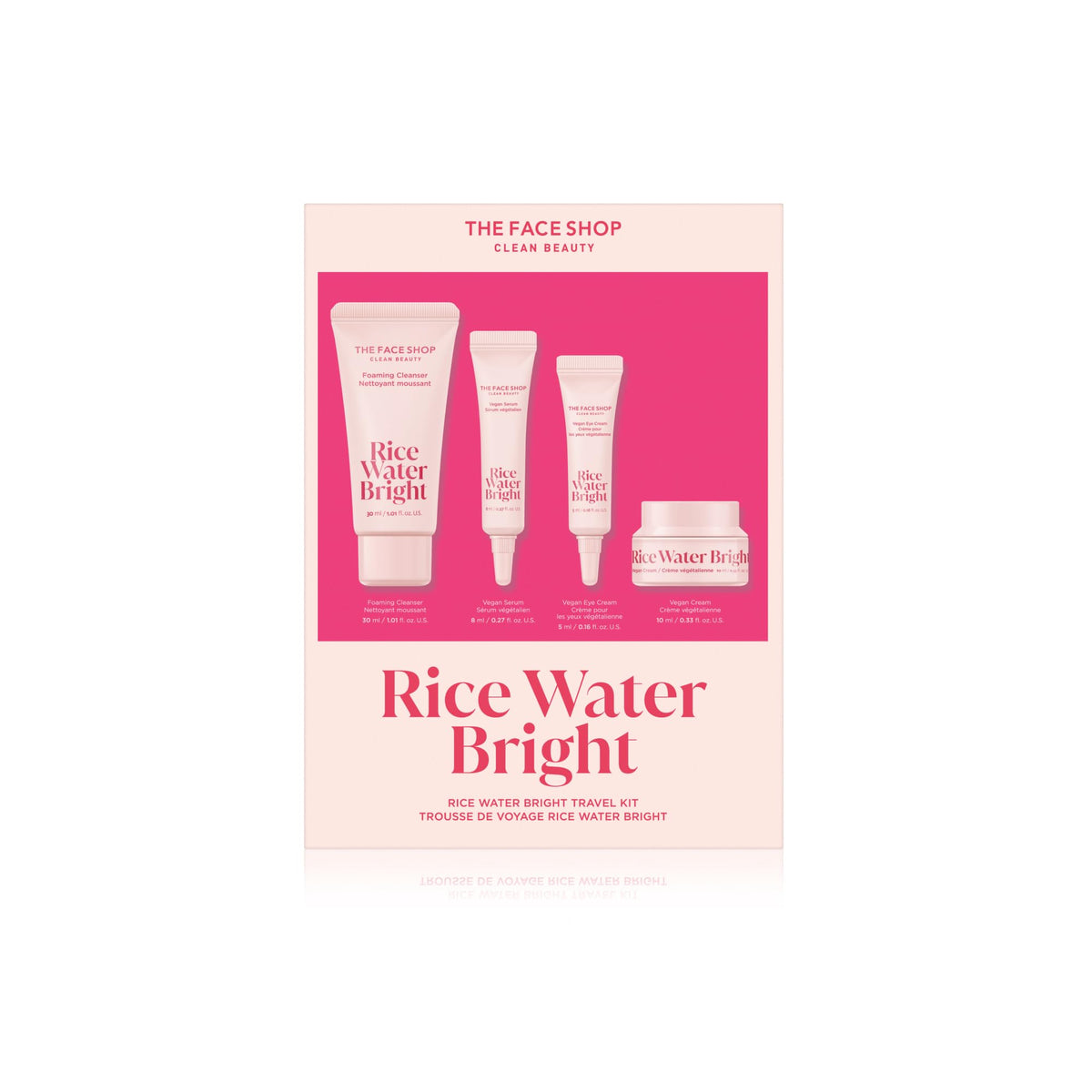The Face Shop travel kit front packaging showing compact set and convenience