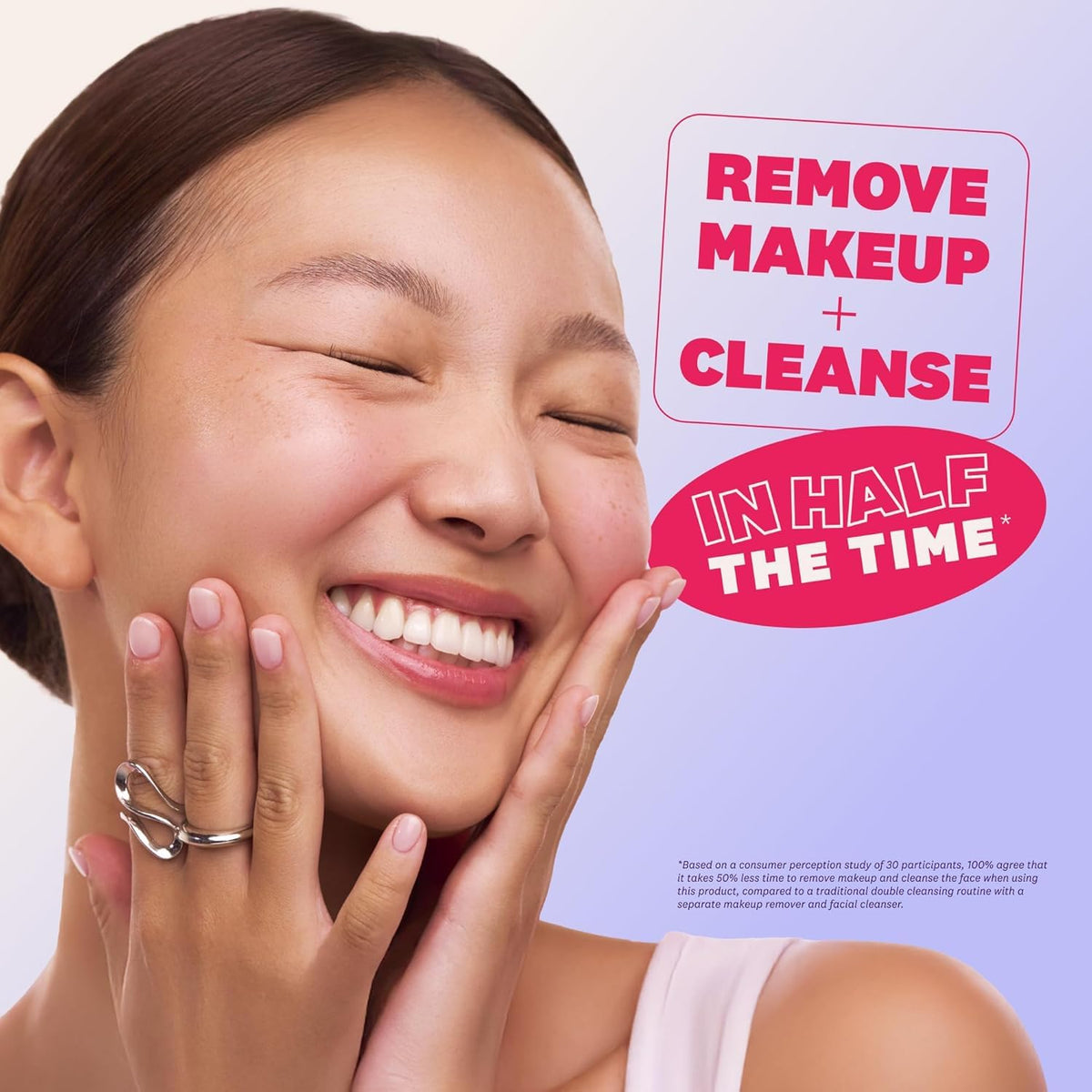 THE FACE SHOP cleanser held in hand to show true size and convenience