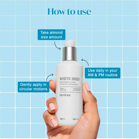 The Face Shop lotion being applied to cheek showing smooth hydration effect
