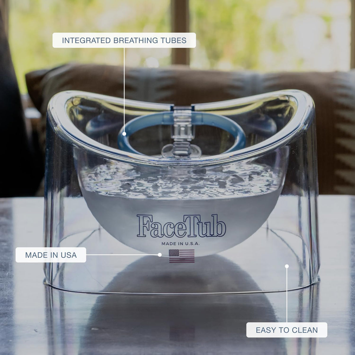 The FaceTub breathing tube detail showing secure airway for safe breathing